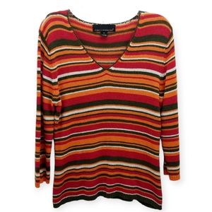 Isabella Rodriguez Women's Size Small Sweater Striped V Neck Fall Vibes